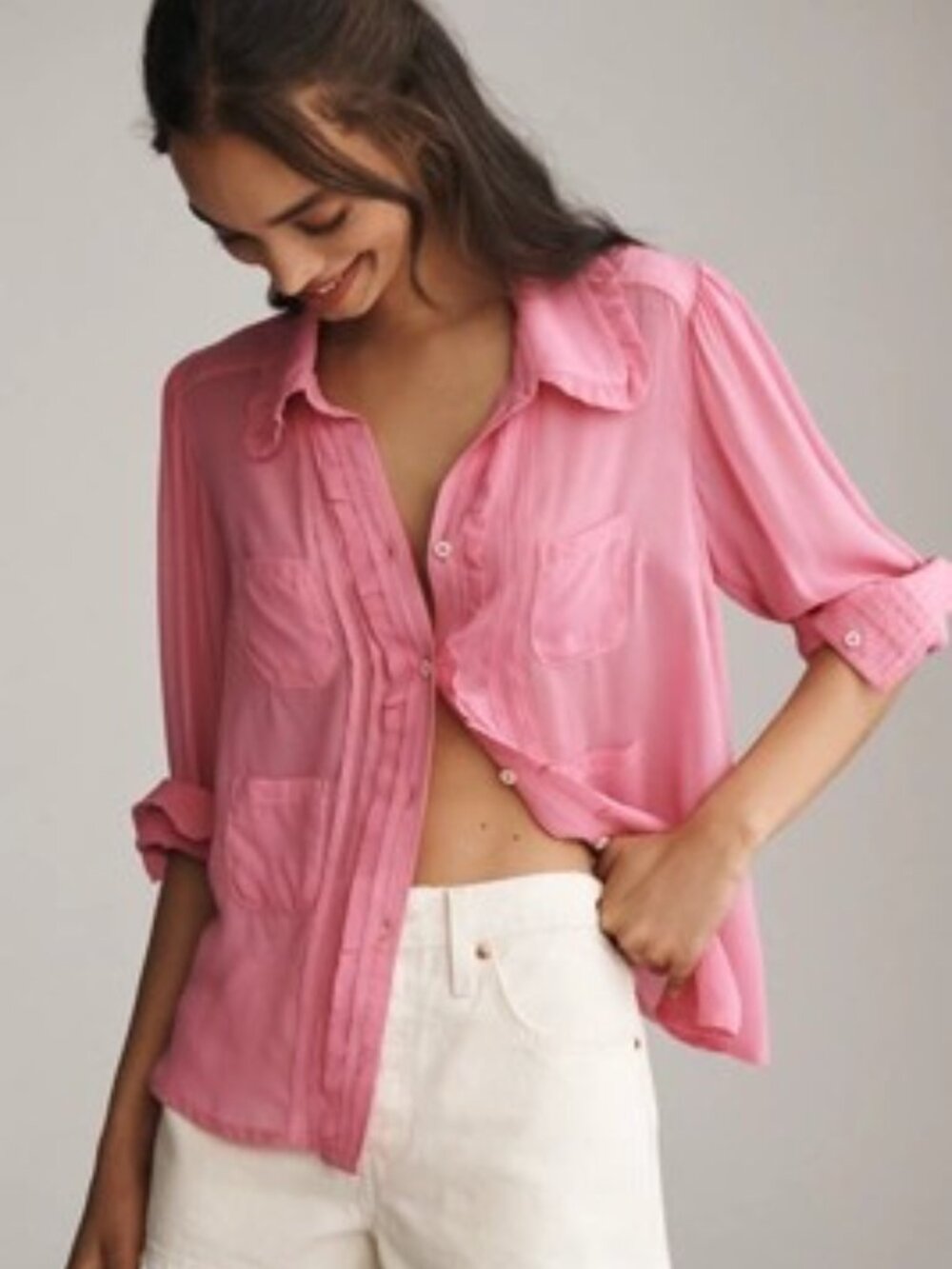 Maeve sheer pink blouse